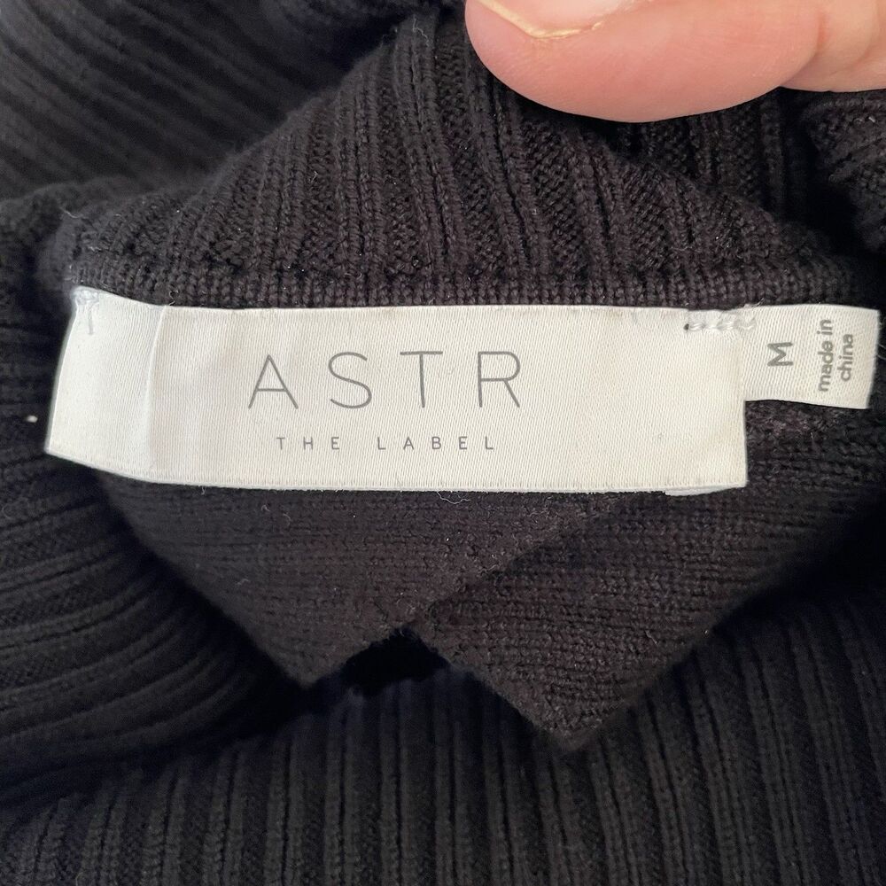 ASTR The Label Jodie Cutout Long Sleeve Knit Sweater Dress Ribbed Black Size Med - Picture 15 of 16